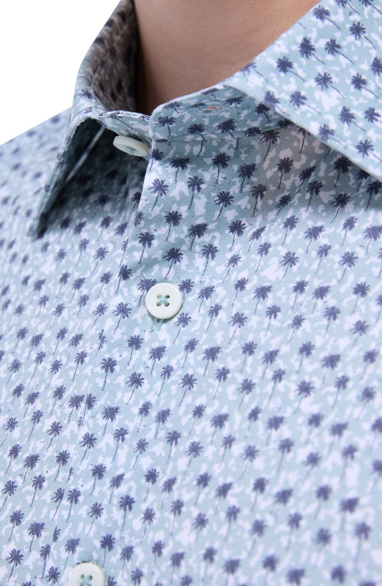 Bugatchi Miles OoohCotton<sup>®</sup> Palm Tree Short Sleeve Button-Up Shirt, Alternate, color, Mint