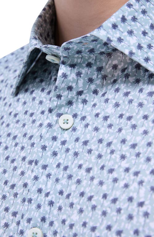 Bugatchi Miles Ooohcotton® Palm Tree Short Sleeve Button-up Shirt In Mint