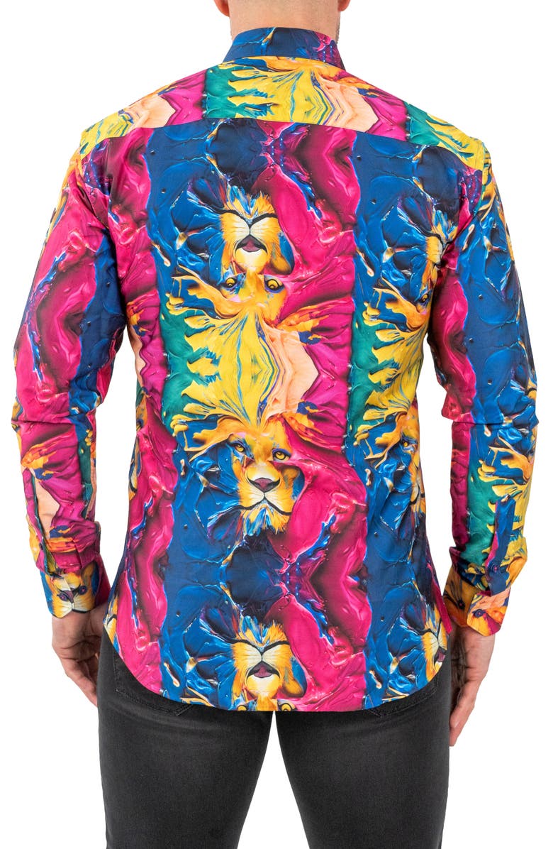 Maceoo Fibonacci Scarlion Pink Regular Fit Cotton Button-Up Shirt, Alternate, color, 