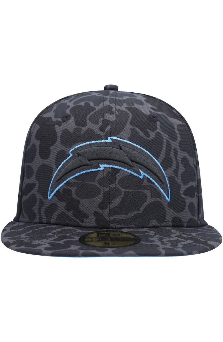 New Era Men's New Era Black Los Angeles Chargers Amoeba Camo 59FIFTY Fitted Hat, Alternate, color,