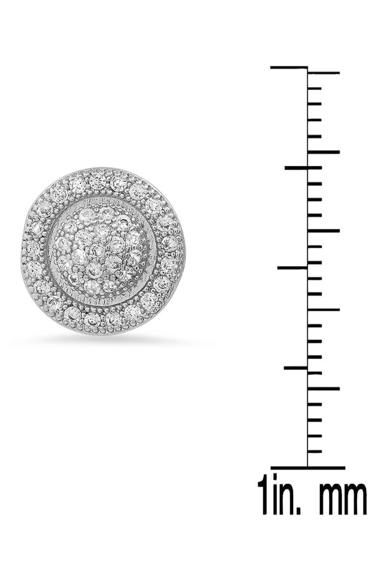 Round Pave Simulated Diamond Stud Earrings, Alternate, color, METALLIC