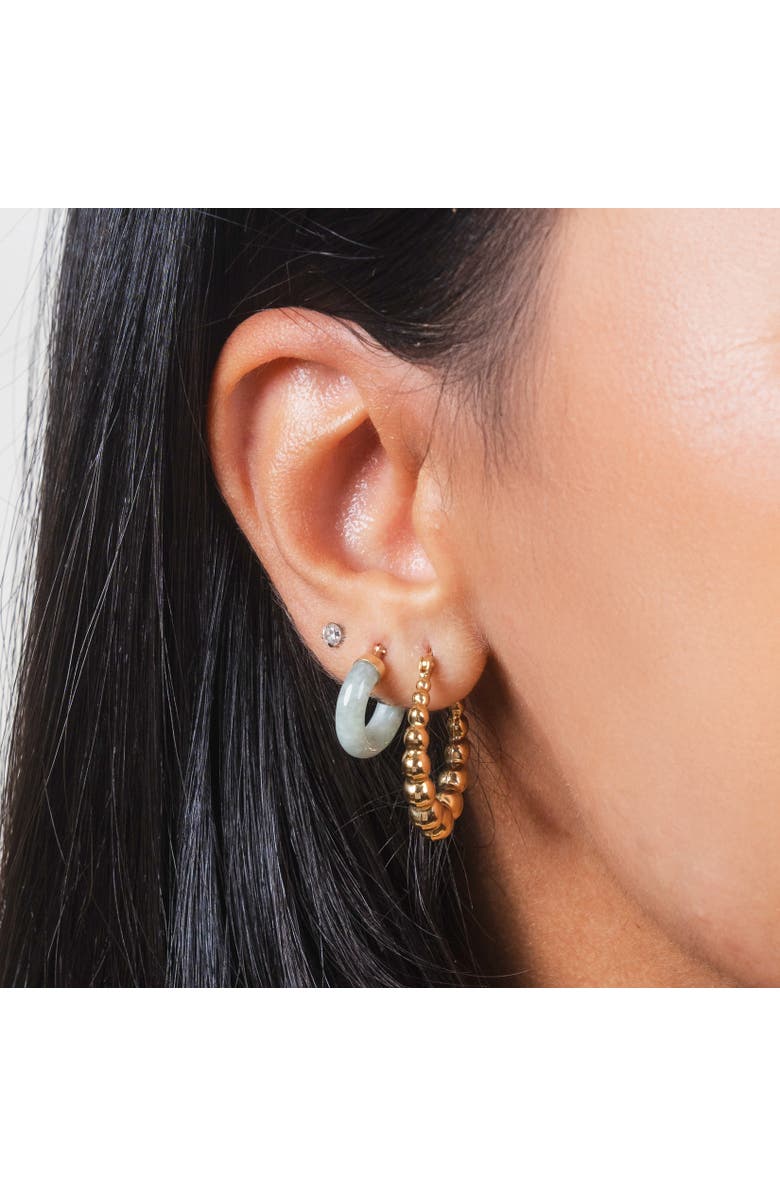 The Lovery Fine Jewelry Graduating Bead Hoop Earrings, Alternate, color, Yellow Gold