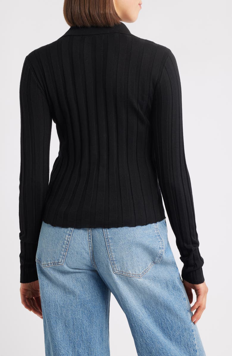 Madewell Merino Wool & Silk Polo Sweater, Alternate, color, Black