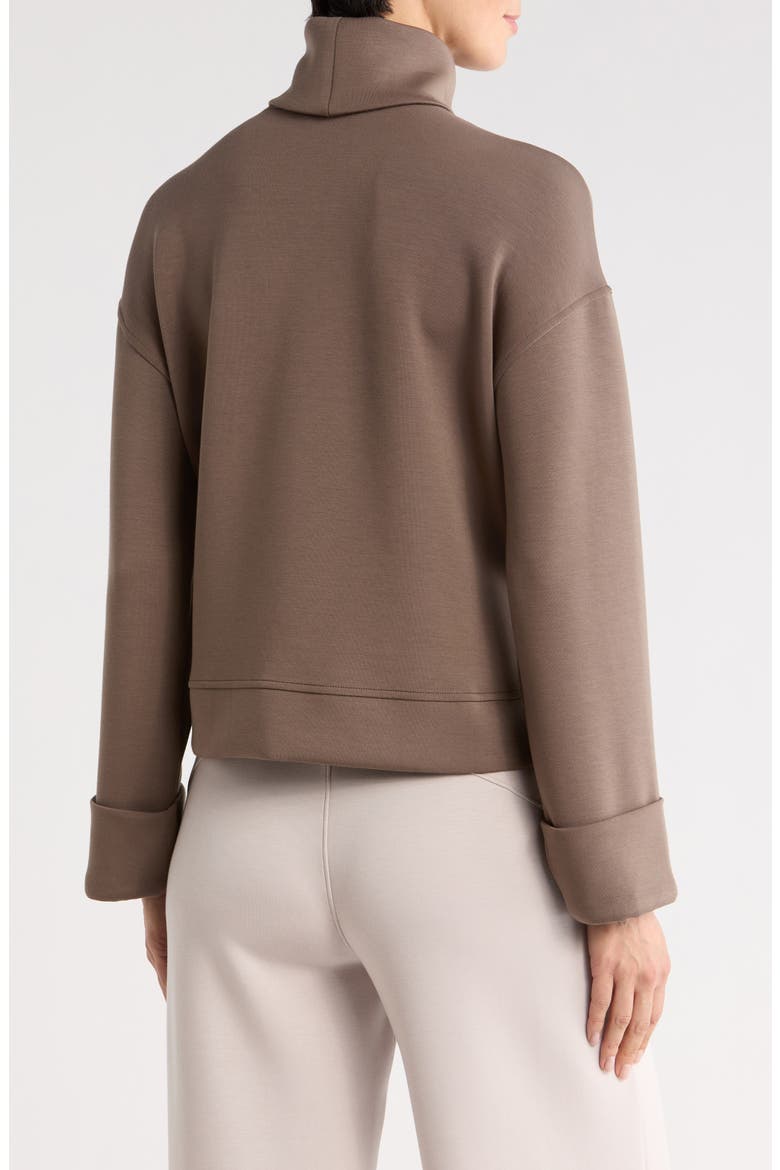 Cuffed Sleeve Crop Turtleneck Sweatshirt, Alternate, color, MINERAL