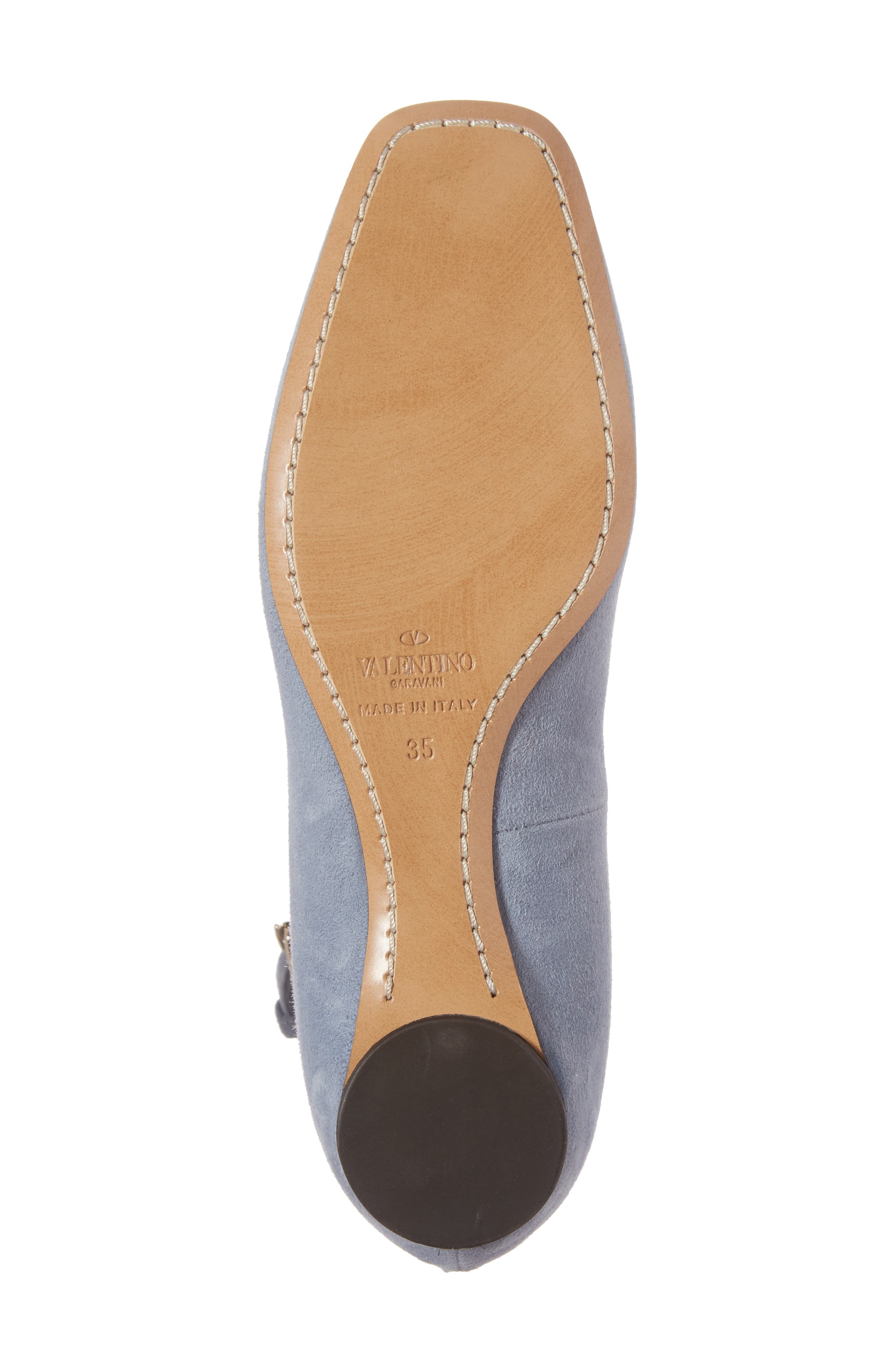 Valentino Ankle Wrap Ballet Flat, Alternate, color, SKY BLUE SUEDE