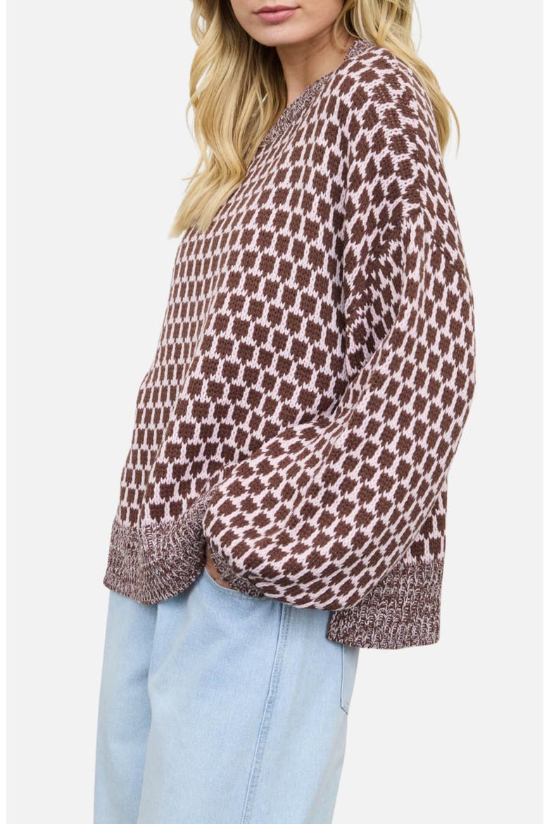Geometric Pattern Relaxed Sweater, Alternate, color, PINK