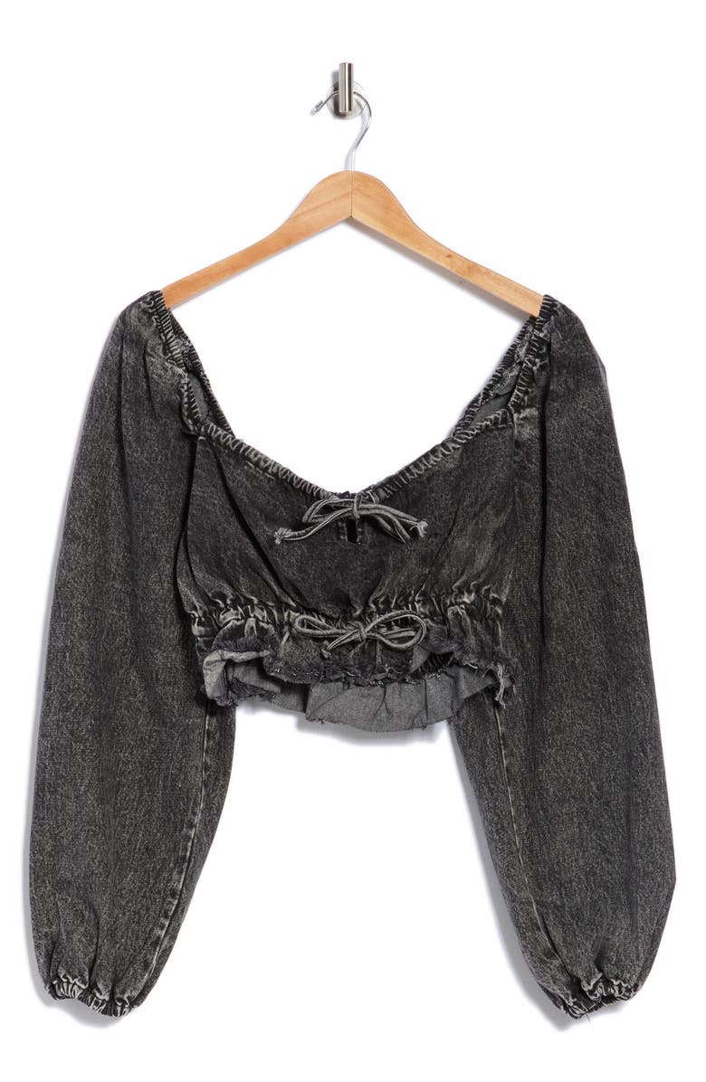 JACQUIE THE LABEL Esther Crop Denim Top, Alternate, color, Grey Denim