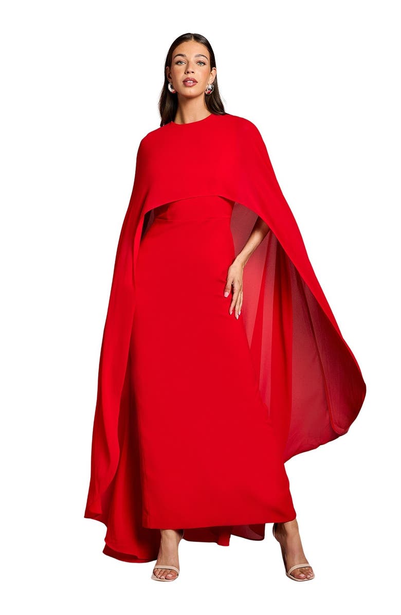 Coast Cape Sleeve Maxi Dress, Main, color, Red