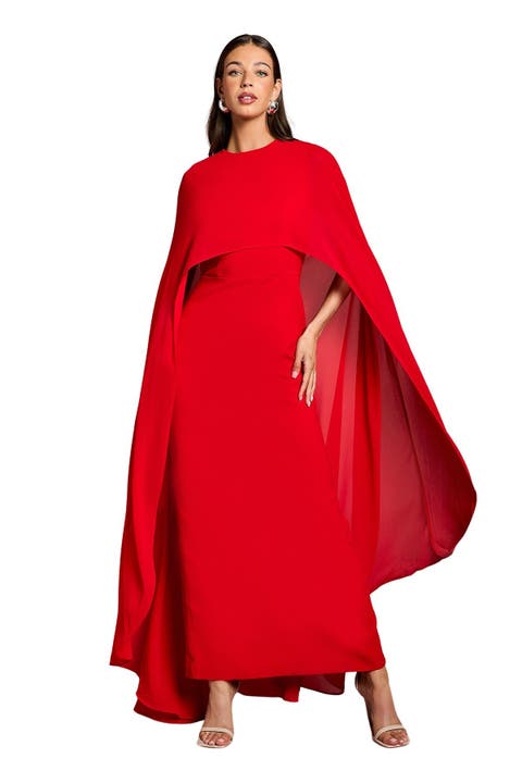 Cape Sleeve Maxi Dress