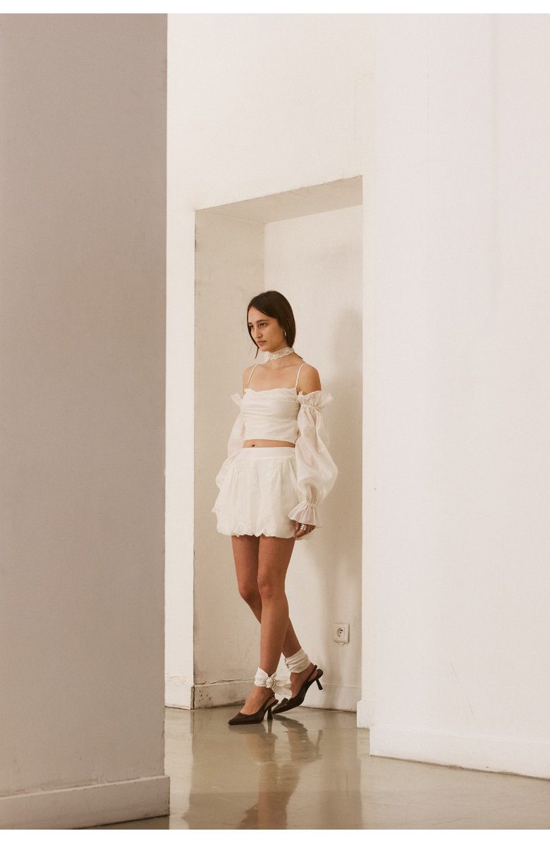 SAEMDI Bubble Mini Skirt, Alternate, color, Cream