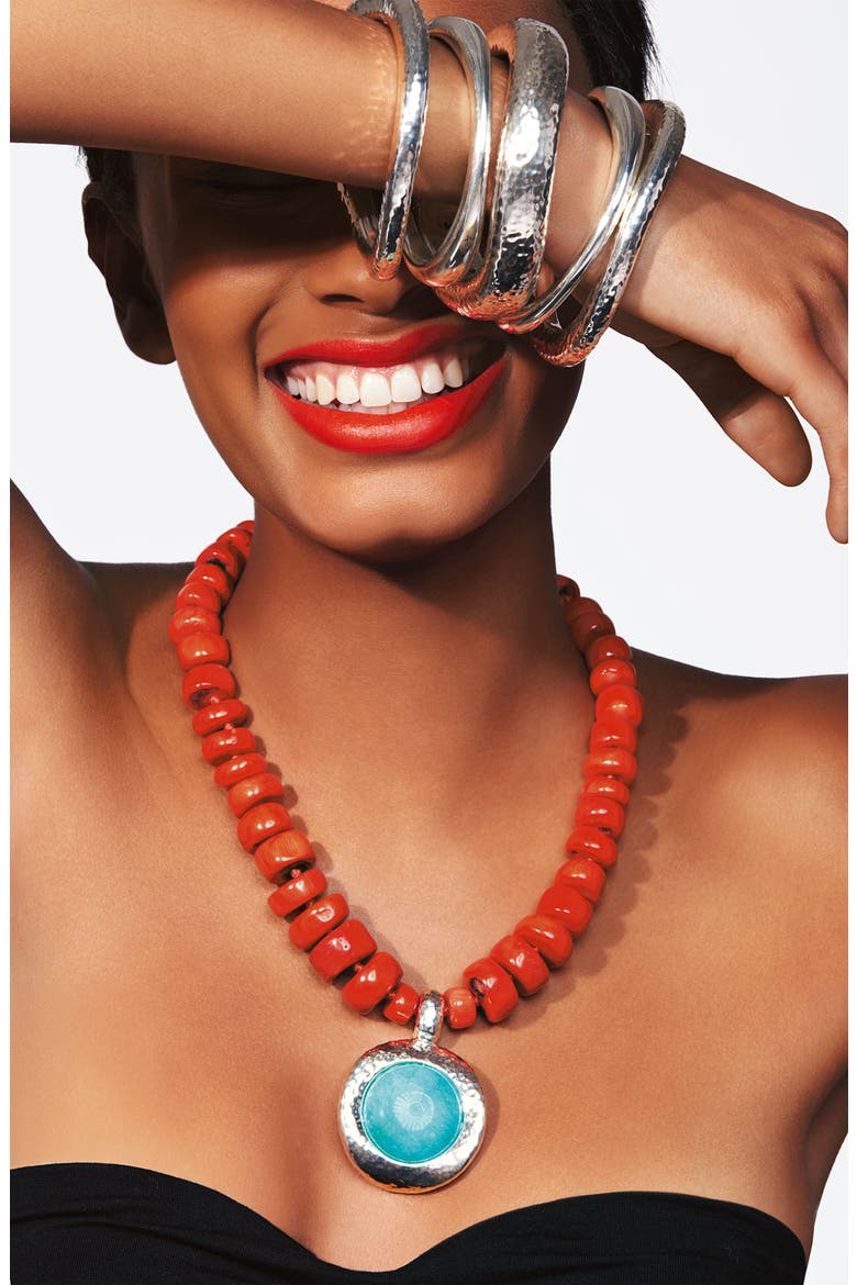 'Palm Beach' Pendant Necklace, Alternate, color, SILVER/ TURQUOISE/ CORAL