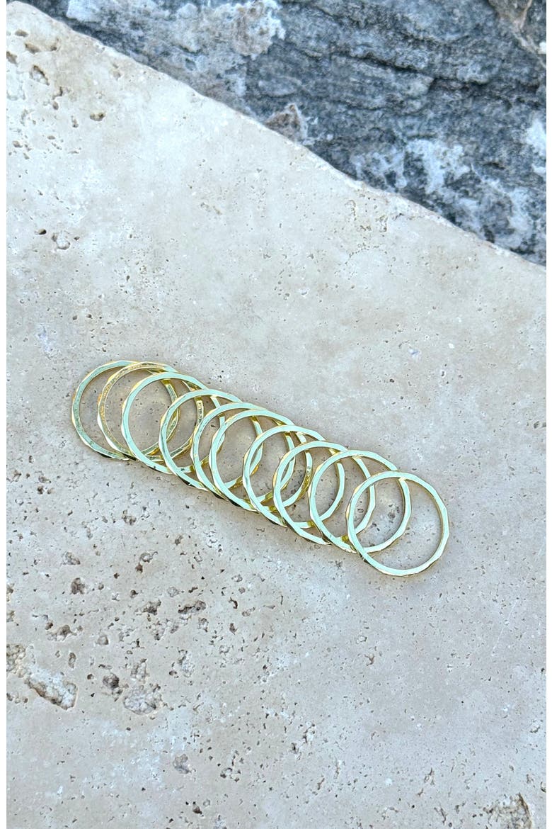 Set of 10 Hammered Band Rings, Alternate, color, GOLD