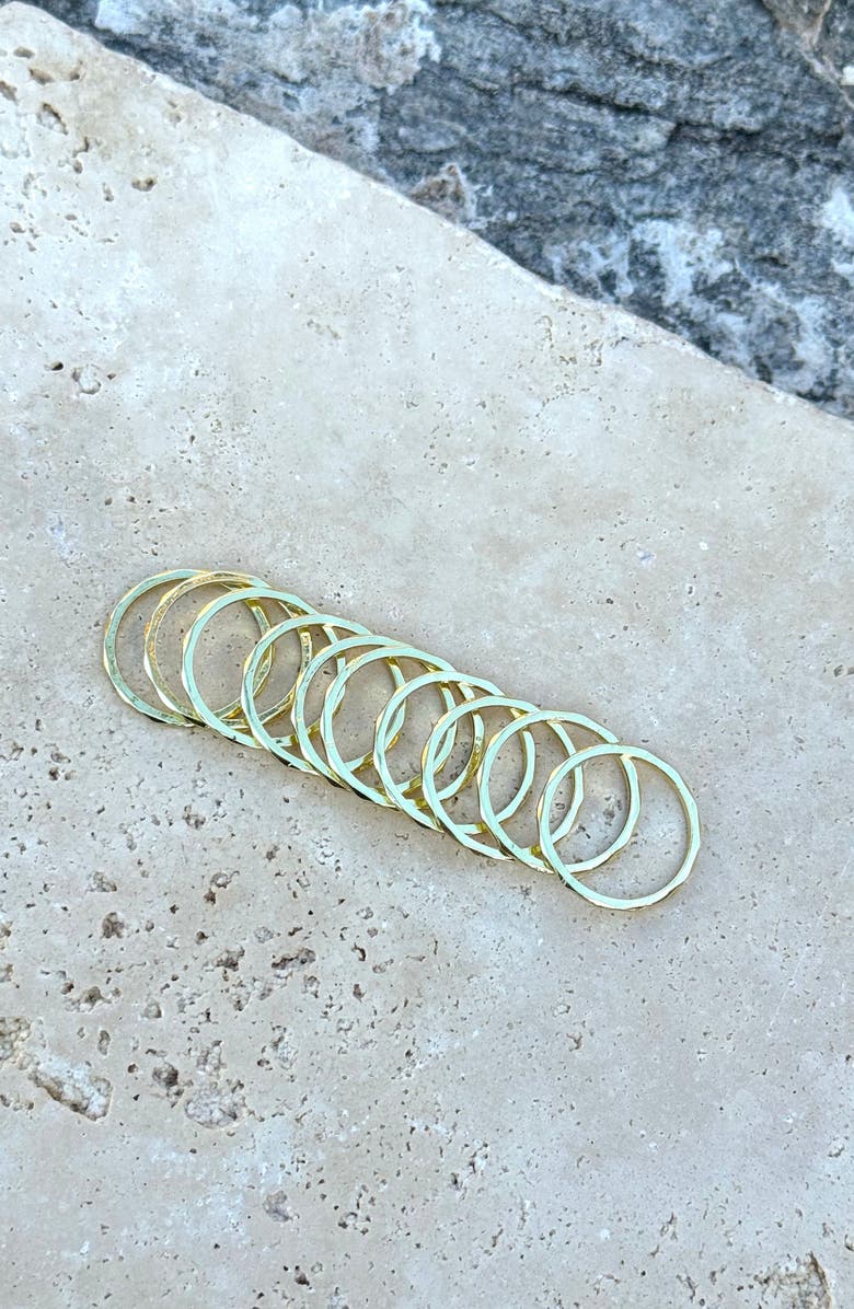 Adornia Set of 10 Hammered Band Rings, Alternate, color, Gold