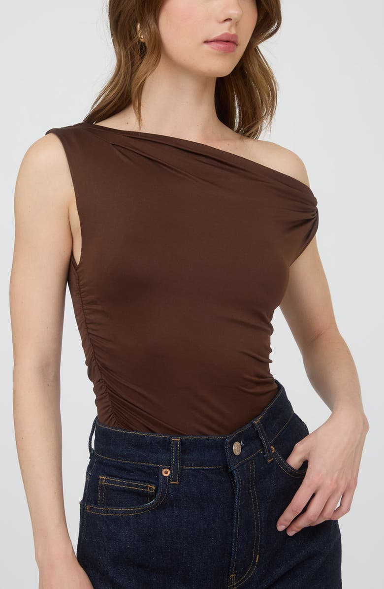 Blu Pepper One-Shoulder Top, Alternate, color, Chocolate