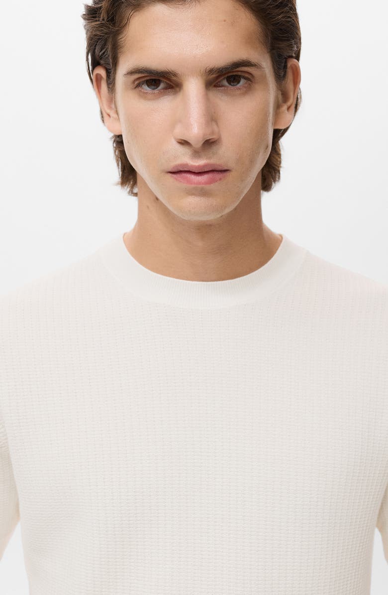 MANGO Textured Cotton Knit T-Shirt, Alternate, color, Off White