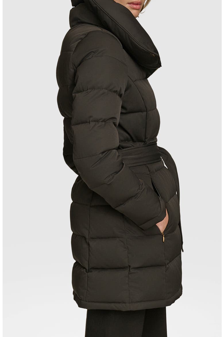 Water Resistant Belted Puffer Coat, Alternate, color, BLACK