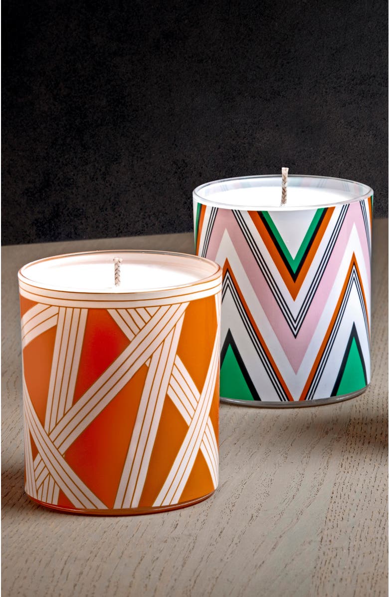 Missoni Home Tableware Scented Candle NASTRI 220gr Bicolore 1 Orange diam. 3.3", H 3.5", Alternate, color, Orange