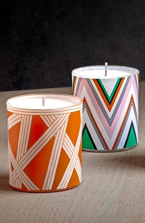 Missoni Home Tableware Scented Candle Nastri 220gr Bicolore 1 Orange Diam. 3.3", H 3.5"