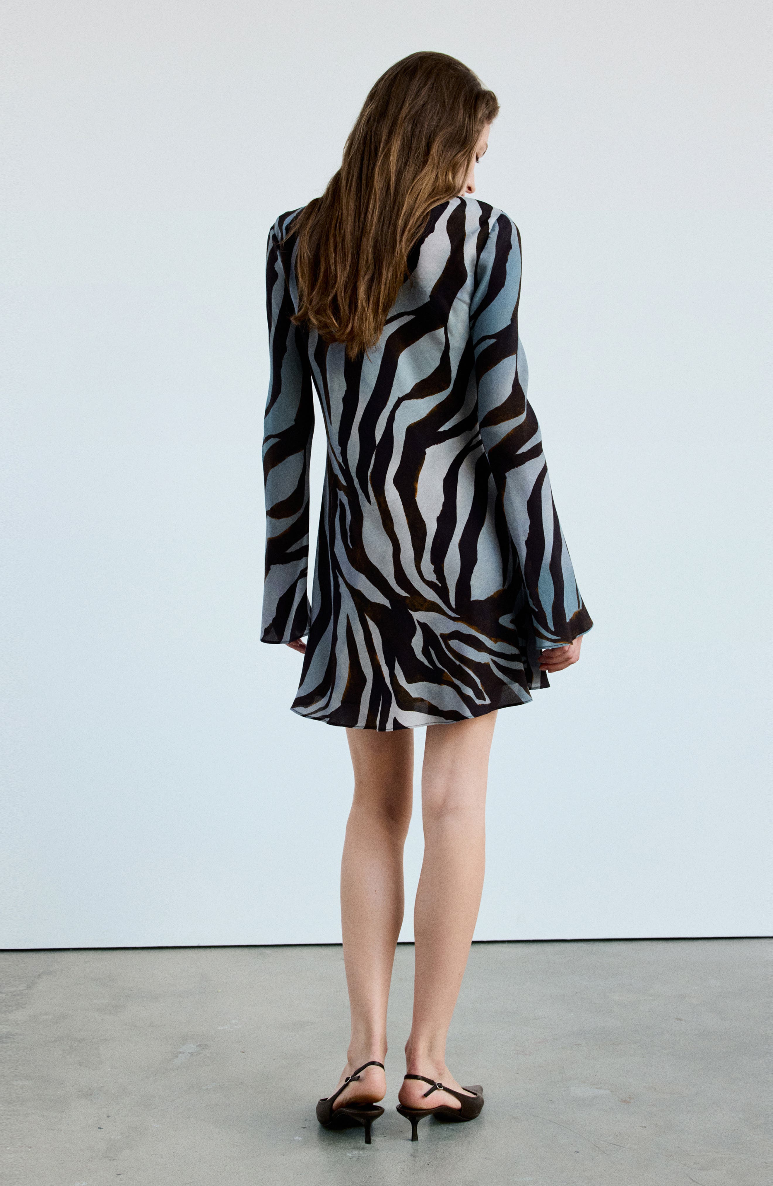 MANGO Pattern Long Sleeve Minidress (Women) | Nordstrom