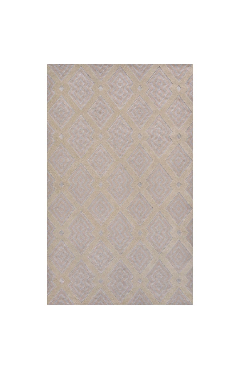 JONATHAN Y Duwun High-Low Pile Ogee Trellis Tone-on-Tone Indoor/Outdoor Area Rug, Main, color, Beige/Gray