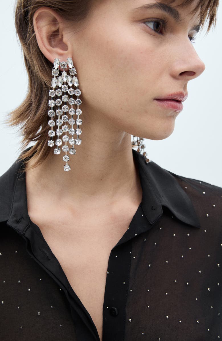 MANGO Studded Semisheer Button-Up Shirt, Alternate, color, 