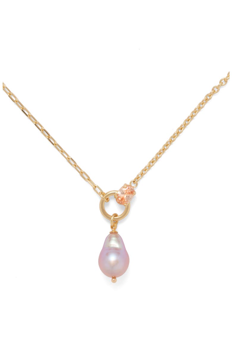 Luella Cultured Pearl Pendant Necklace, Alternate, color, GOLD/ PEACH/ PEARL