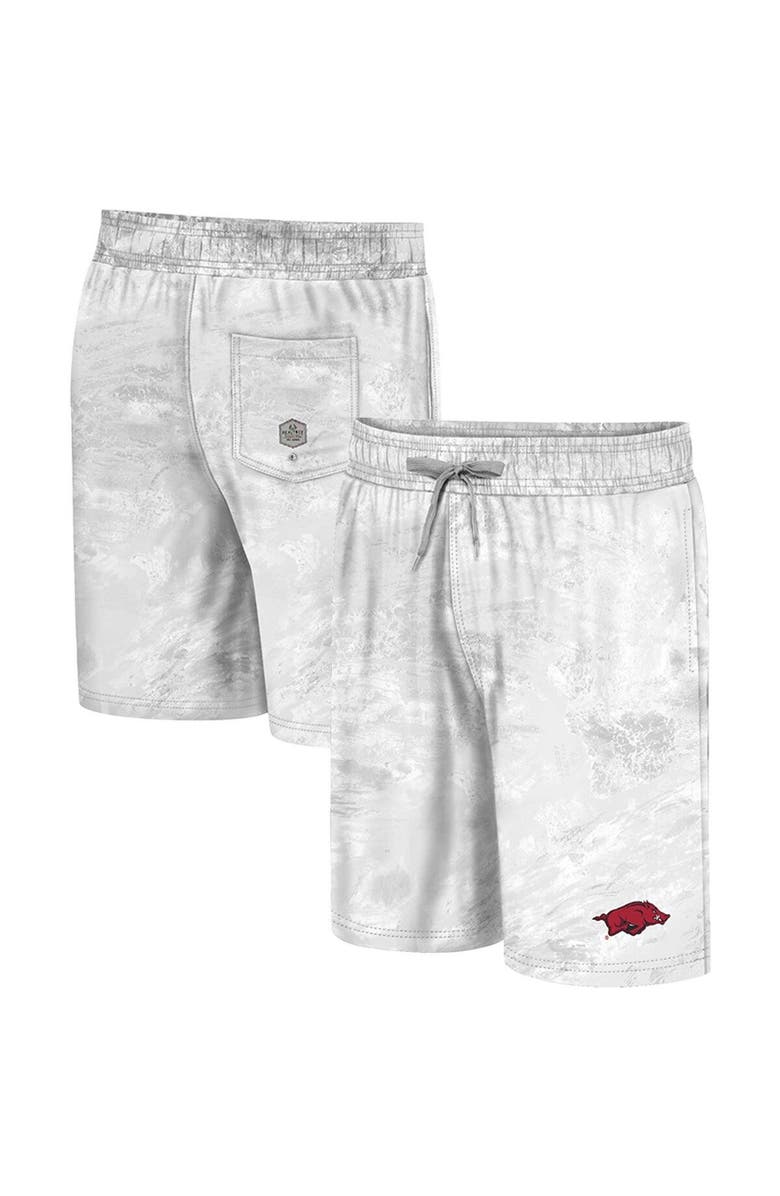 COLOSSEUM Men's Colosseum White Arkansas Razorbacks Realtree Aspect Ohana Swim Shorts, Main, color, White