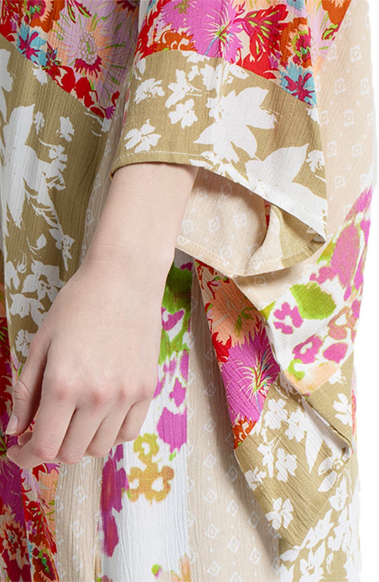 SAACHI Lacy Floral Print Cover-Up Kaftan, Alternate, color, Pink Multi