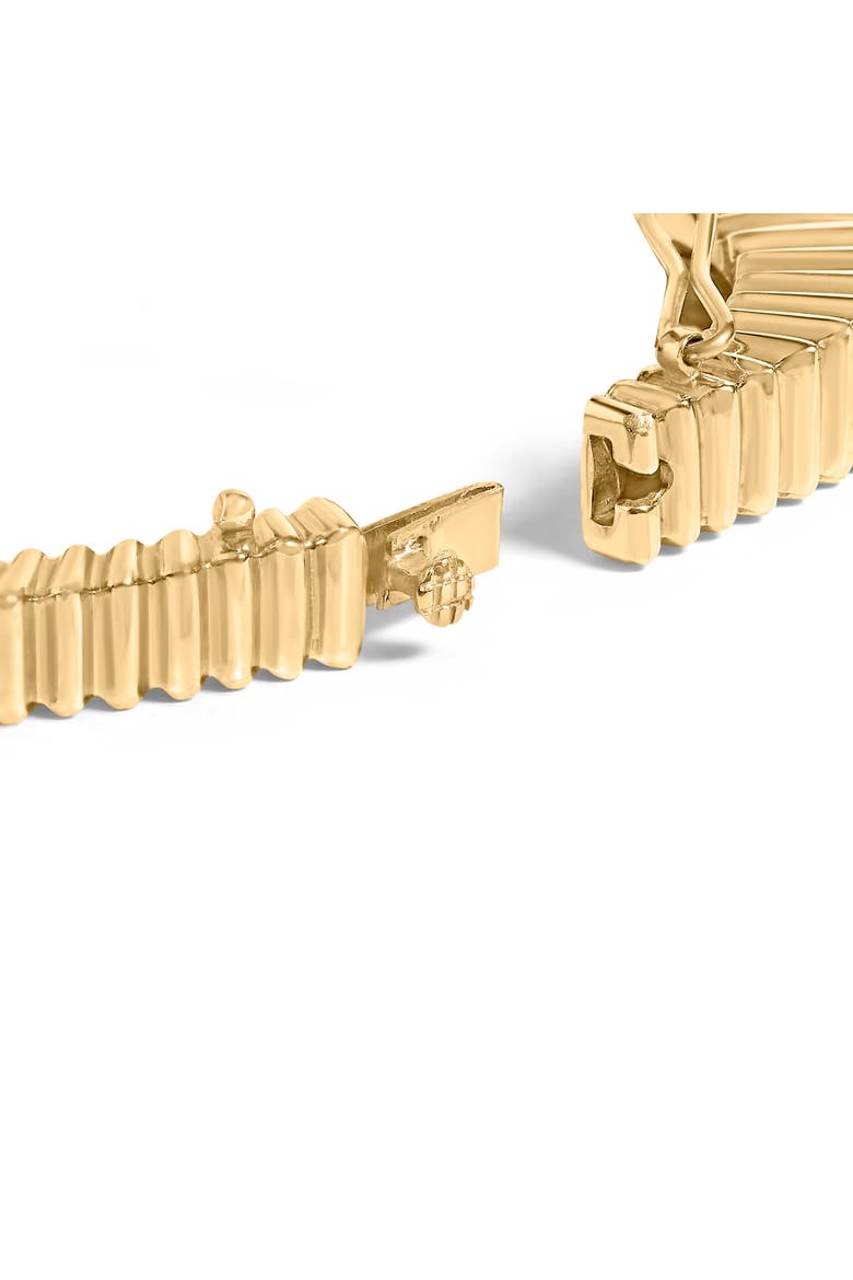 14K Yellow Gold 1 1/4 Cttw Diamond Ribbed Rounded Rectangle Bangle Bracelet, Alternate, color, Yellow