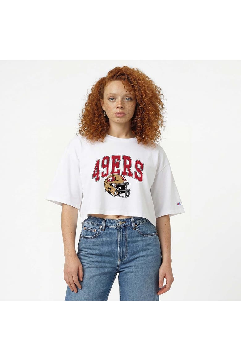 Women's Champion  White San Francisco 49ers Boyfriend Cropped T-Shirt, Main, color, White