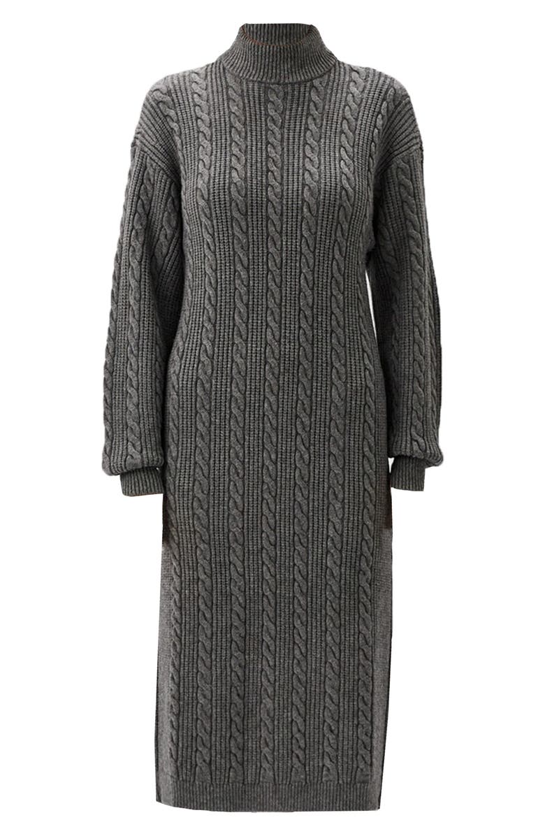 PIETRO BRUNELLI MATERNITY Turtleneck Long Sleeve Rib Maternity Sweater Dress, Alternate, color, Light/ Pastel Grey