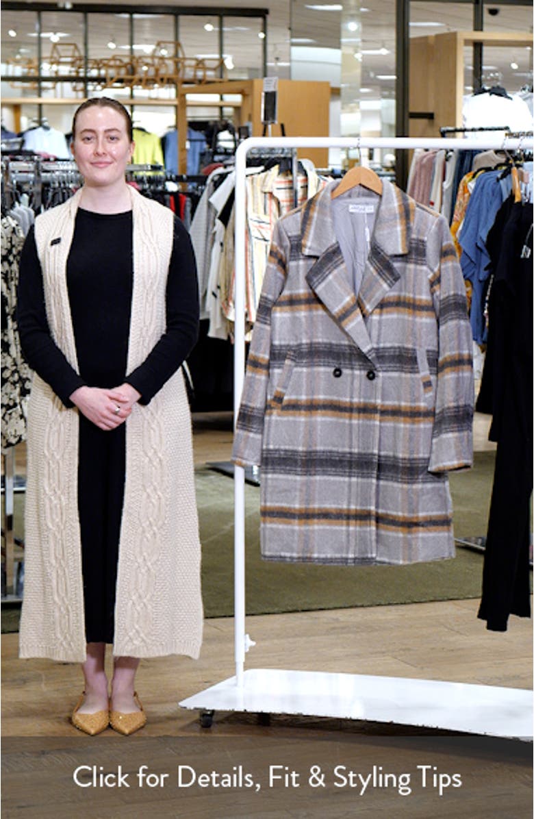 Zella Plaid Double Breasted Coat, sales video thumbnail