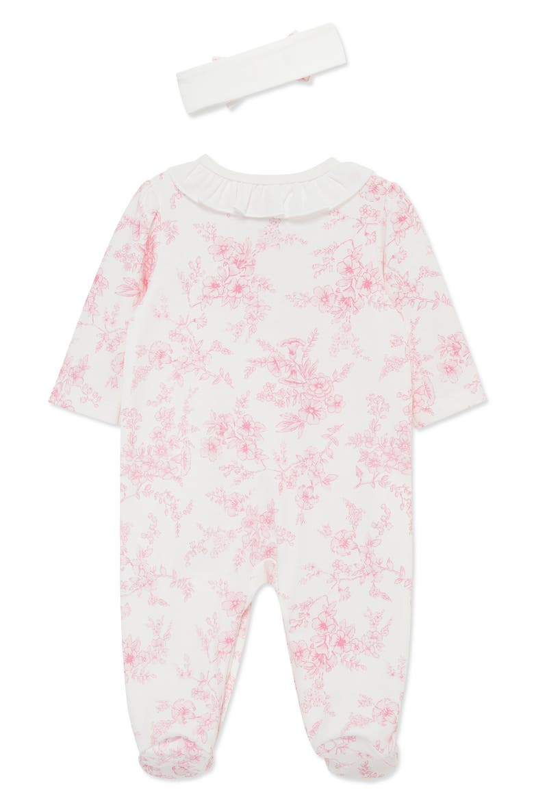 Floral Cotton Footie & Head Wrap Set (Nordstrom Exclusive), Alternate, color, PINK