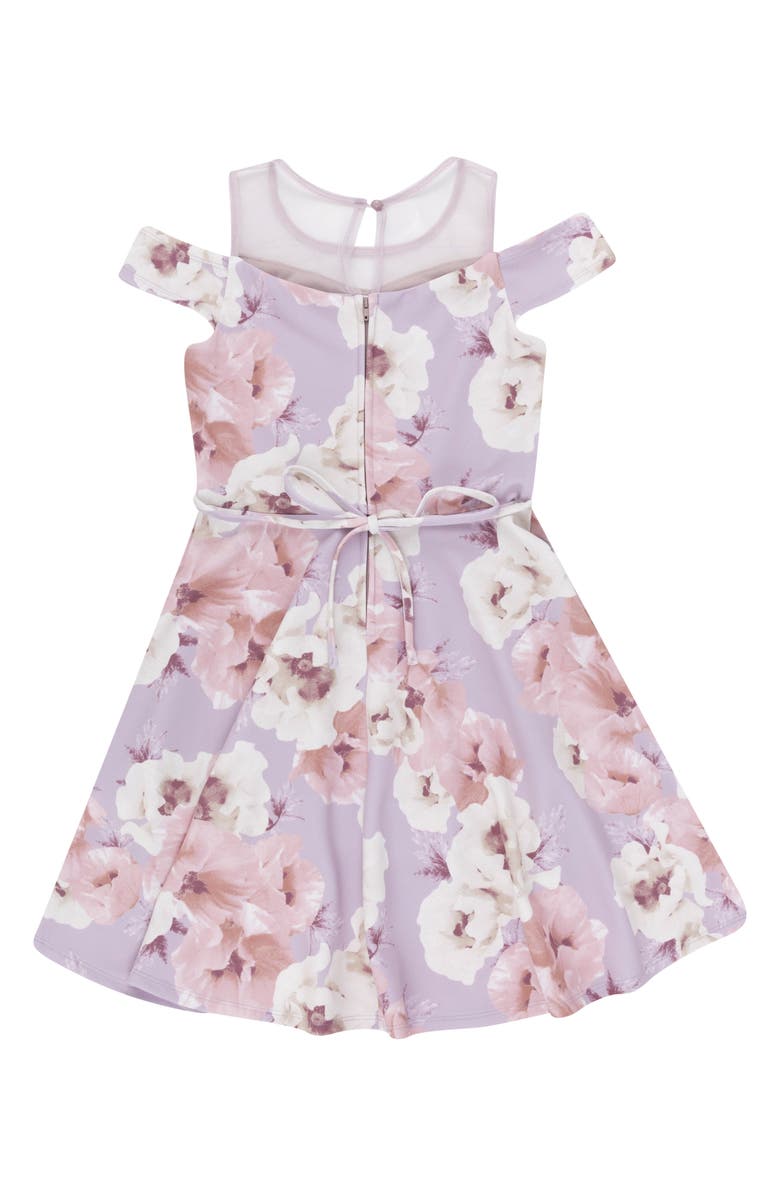 Speechless Kids' Floral Cold Shoulder Flared Dress, Alternate, color, 