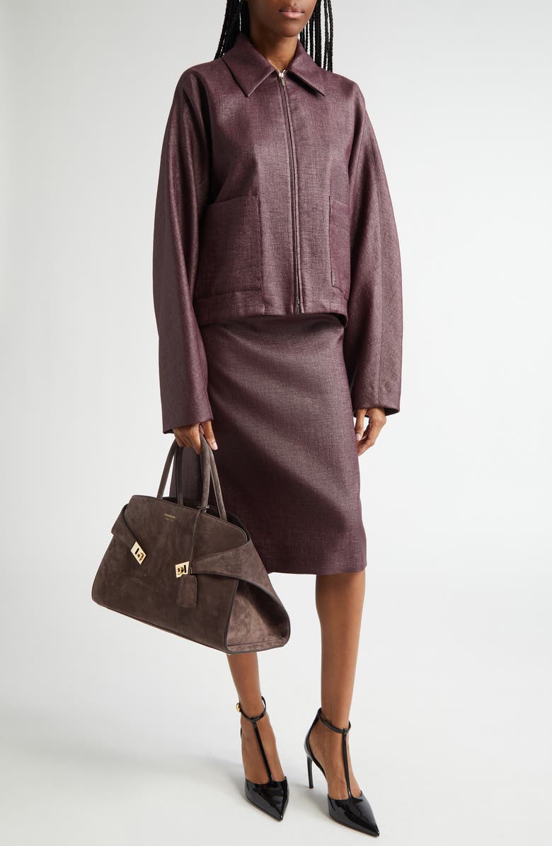 FERRAGAMO Asymmetric Cascade Detail Skirt, Alternate, color,