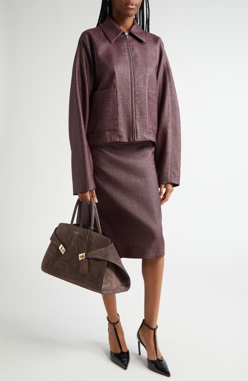 Shop Ferragamo Asymmetric Cascade Detail Skirt In Oxblood