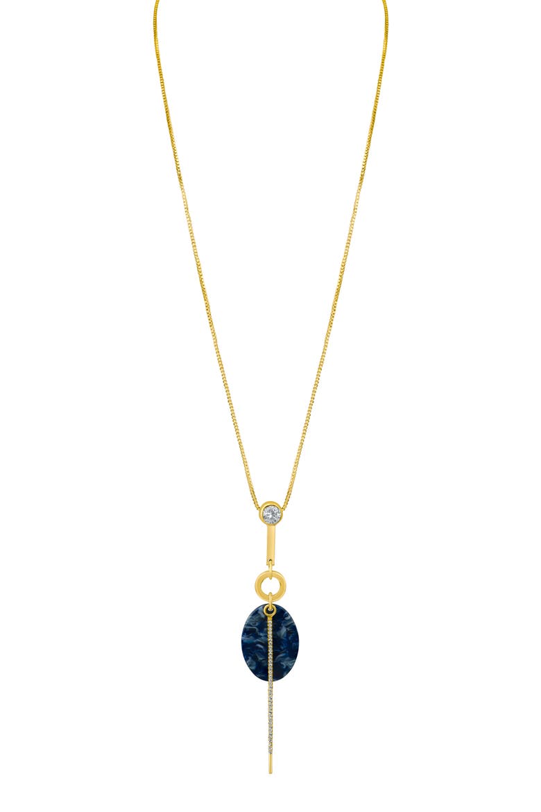 Crystal & Imitation Stone Y-Necklace (Nordstrom Exclusive), Main, color, BLUE/ GOLD
