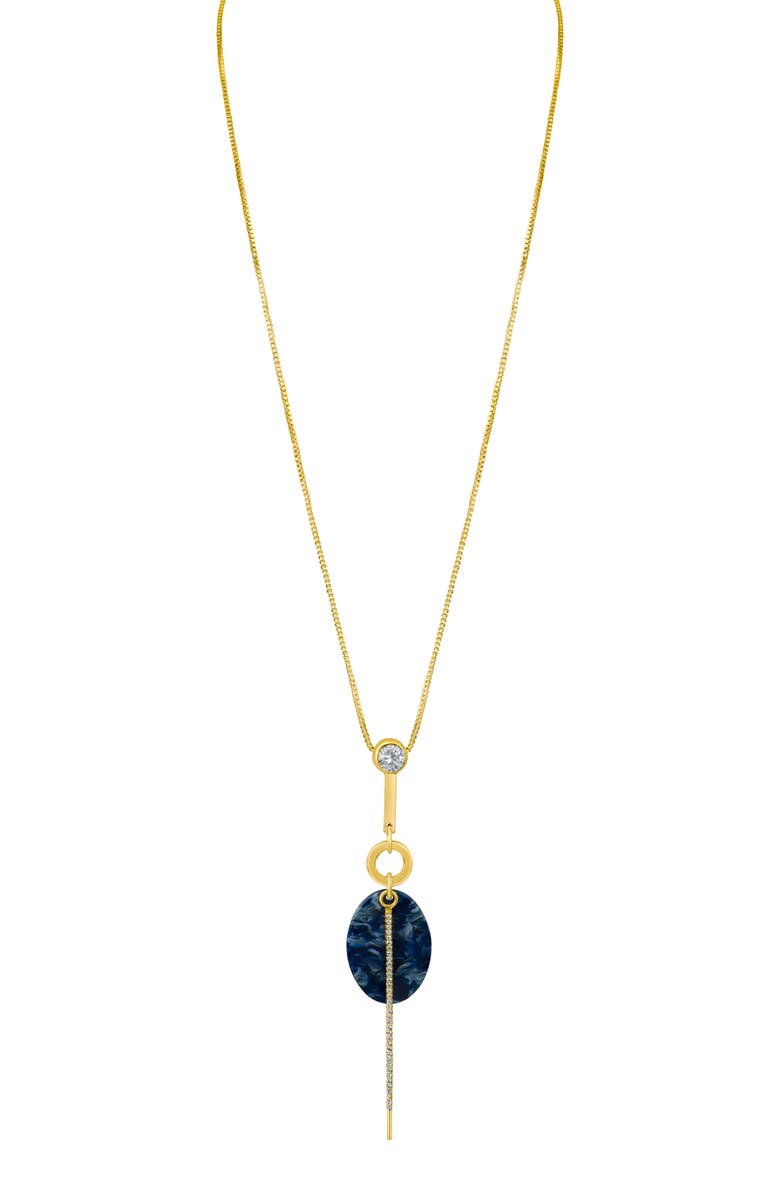 JARDIN Crystal & Imitation Stone Y-Necklace, Main, color, Blue/ Gold