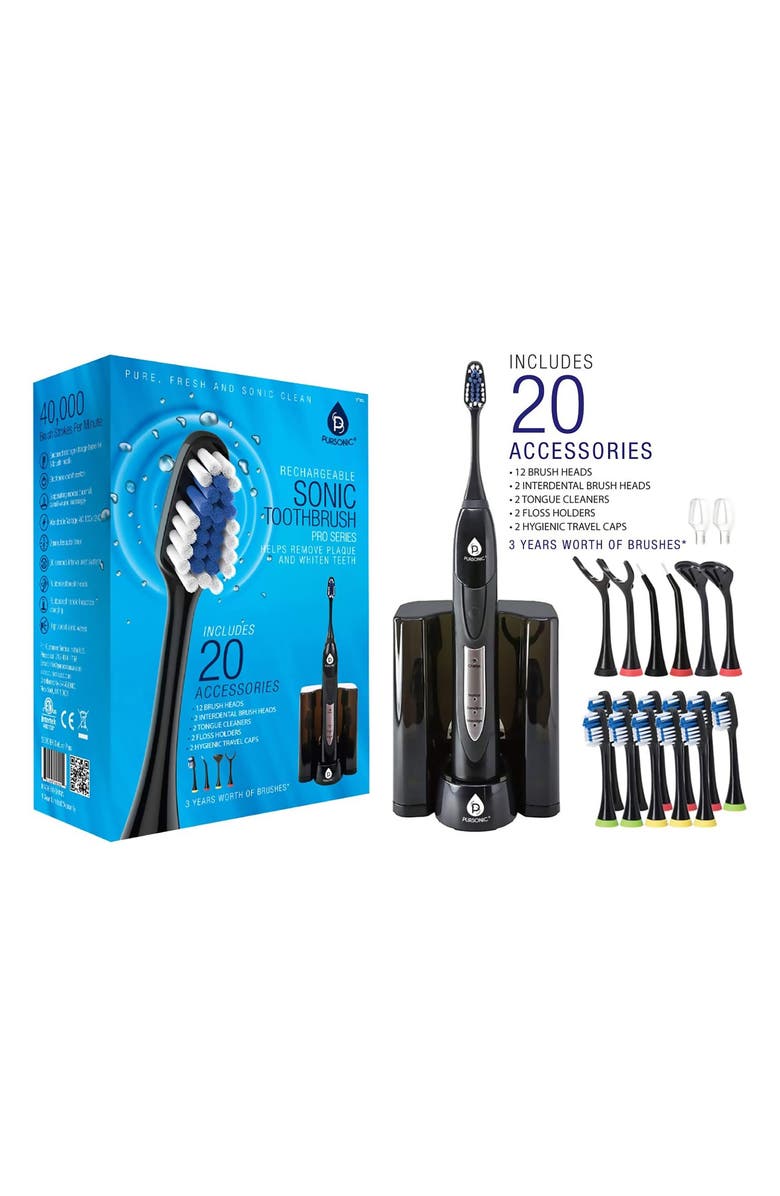 PURSONIC S520 Sonic Rechargeable Toothbrush, Main, color, Black