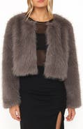 Petal & Pup Connie Faux Fur Cropped Jacket