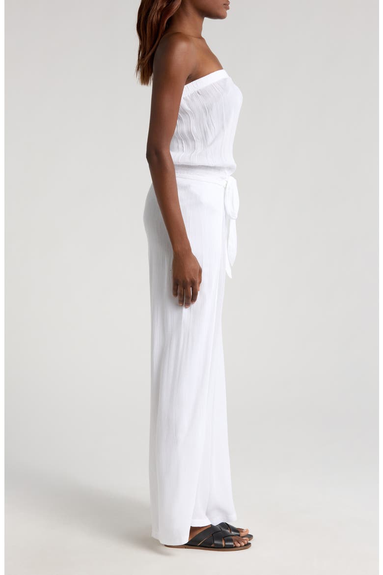 Strapless Cover-Up Jumpsuit, Alternate, color, WHITE