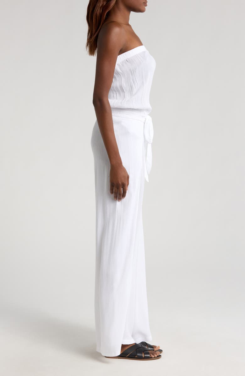 Elan Strapless Cover-Up Jumpsuit, Alternate, color, White