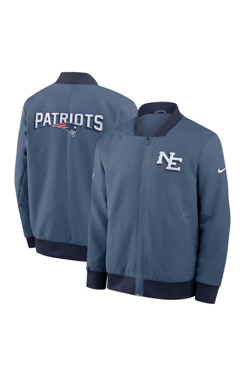 Nike Men's Nike  Storm Blue New England Patriots 2025 Rivalries Collection Sideline Full-Zip Bomber Jacket, Alternate, color, 