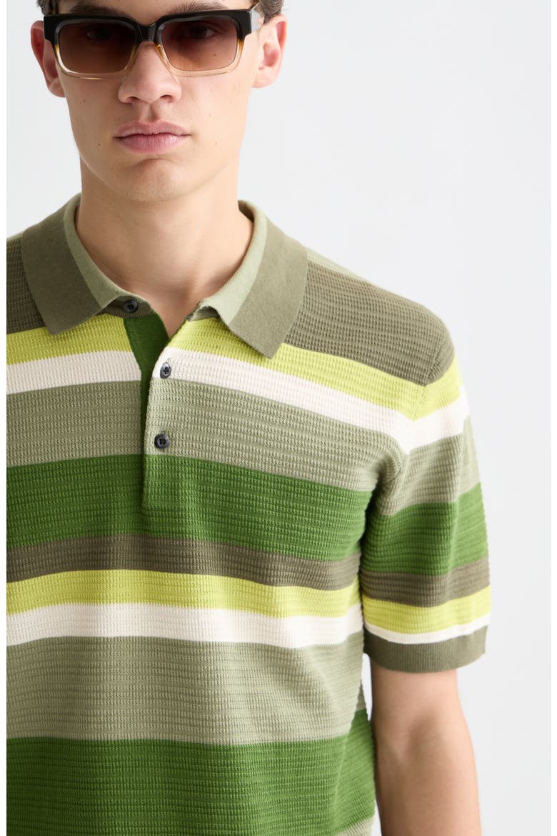 Stripe Textured Polo, Alternate, color, GARDEN GREEN STRIPE