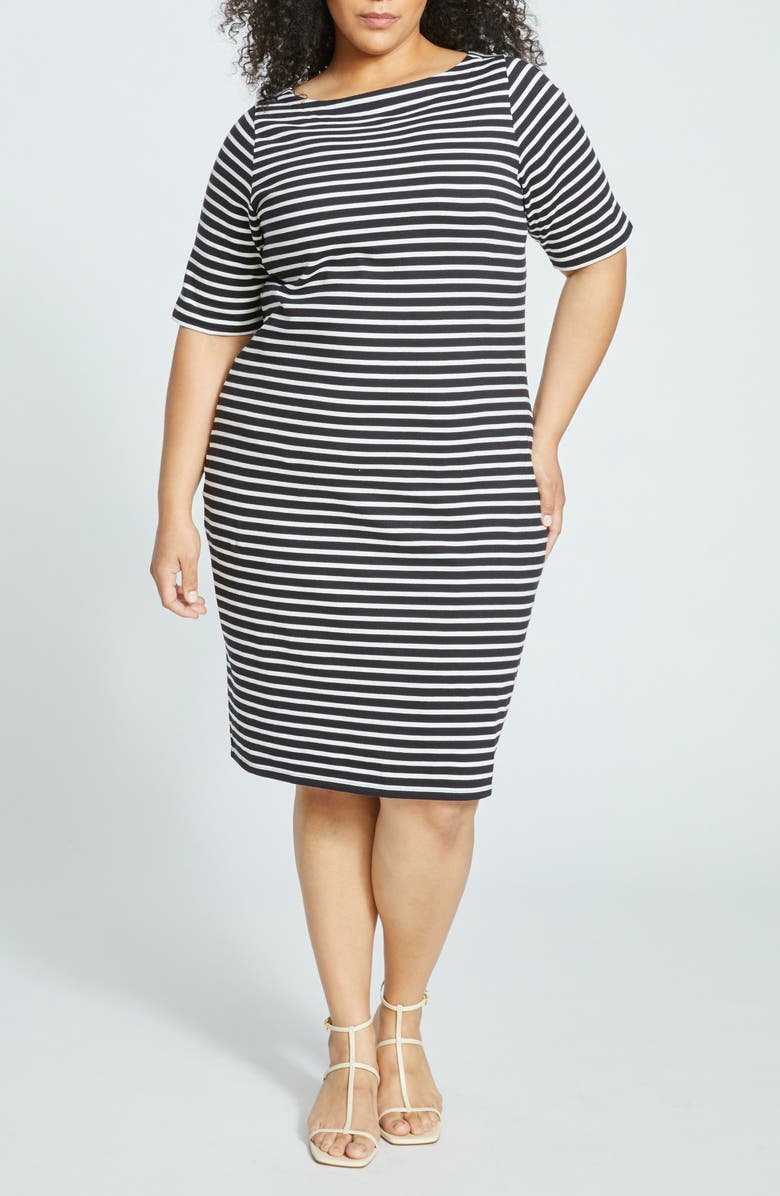 Universal Standard Belle Breton Stripe Cotton Jersey Dress, Main, color, 