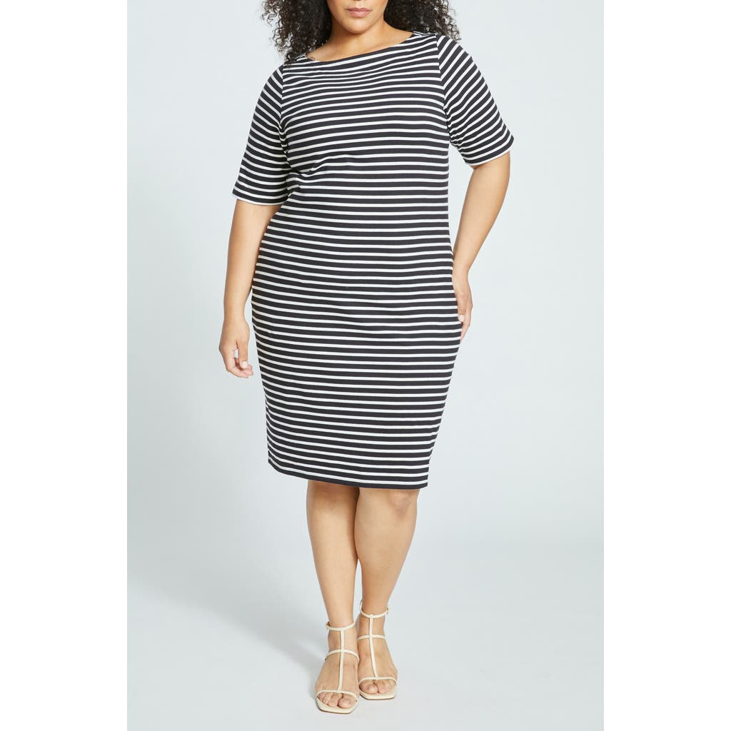Universal Standard Plus Size Belle Breton Stripe Jersey Dress In Black/white Stripe