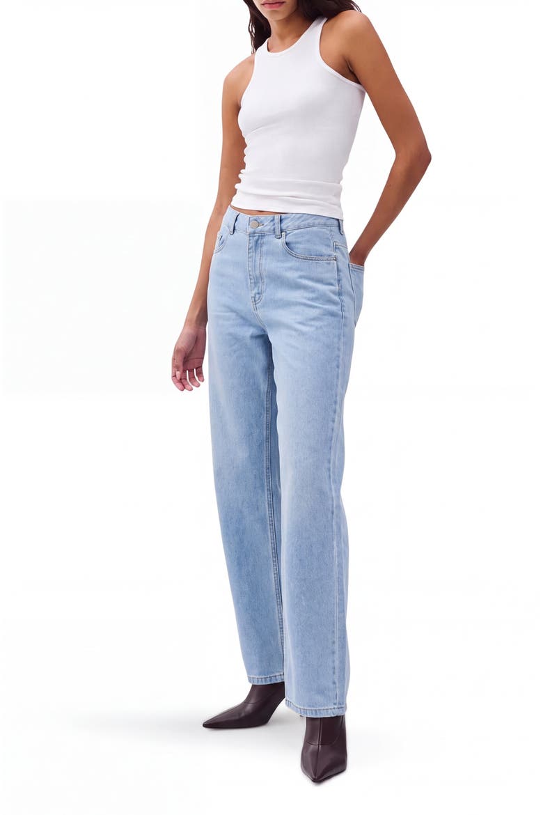 High Waist Relaxed Straight Leg Jeans, Alternate, color, Light Wash