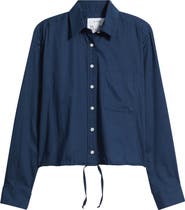 CISSA Drawstring Waist Cotton Button-Up Top