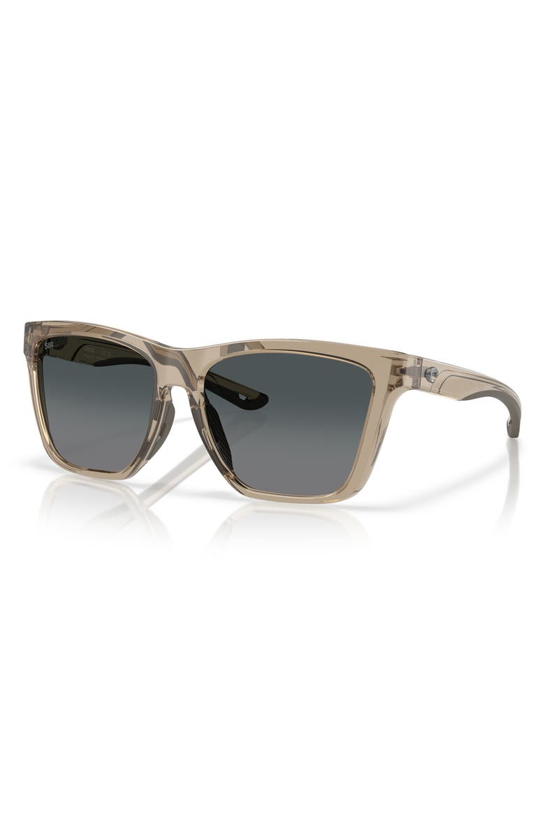 Costa Del Mar 57mm Polarized Rectangular Sunglasses, Alternate, color, Taupe/ Gray Gradient 580G