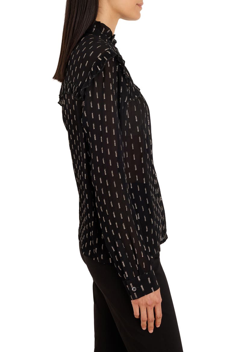 Mayfair Nights Ruffle Chiffon Shirt, Alternate, color, BLACK MULTI